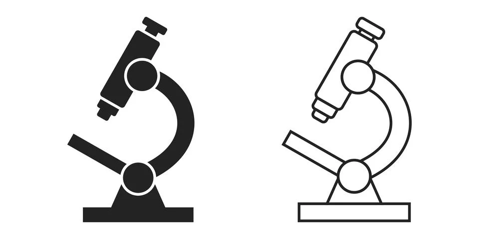 Microscope icon in flat style. Laboratory analysis vector illustration on i.. Stock Illustration