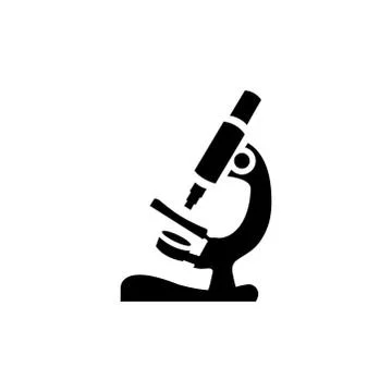 Microscope Icon In Flat Style Vector For App, UI, Websites. Black Icon Vector Stock Illustration