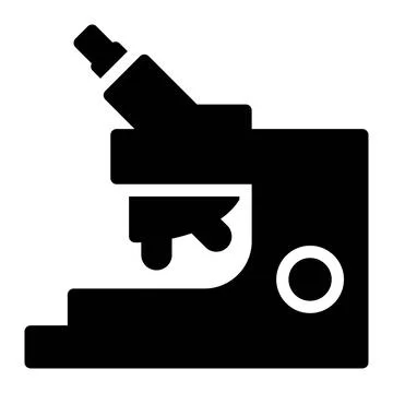 Microscope icon in Glyph Style. Black Fill Stock Illustration