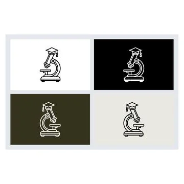 Microscope icon with a graduation cap representing scientific research and .. Stock Illustration
