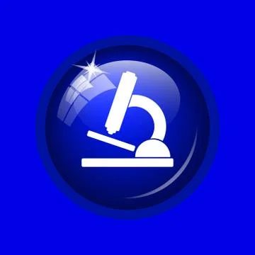 Microscope icon. Internet button on blue background. . Stock Illustration