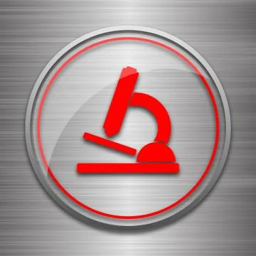 Microscope icon. Internet button on metallic background.. Stock Illustration