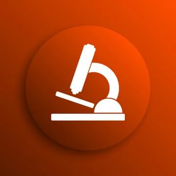 Microscope icon. Internet button on orange background. Stock Illustration
