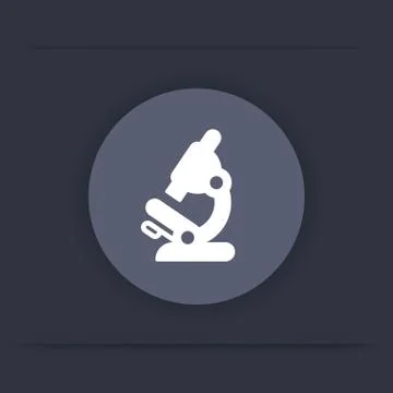 Microscope icon, lab research, laboratory flat round icon, vector illustratio Stock Illustration