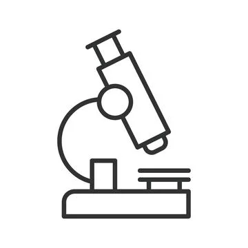 Microscope icon in line design. laboratory microscope, scientific research on Stock Illustration