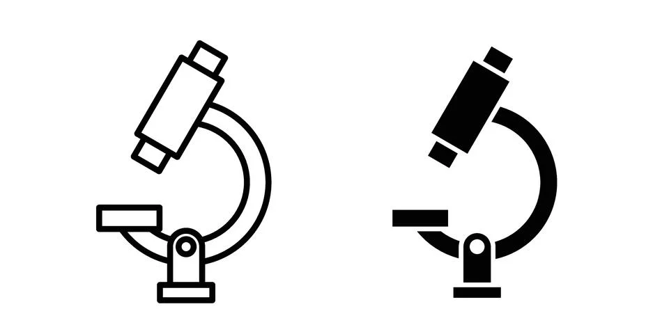 Microscope icon pack with silhouette and stroke web icons 스톡 일러스트