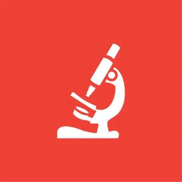 Microscope Icon On Red Background. Red Flat Style Vector Illustration Illustrazione stock