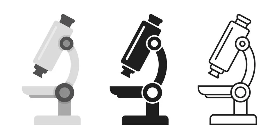 Microscope icon set collection in flat style. Laboratory analysis vector il.. Stock Illustration