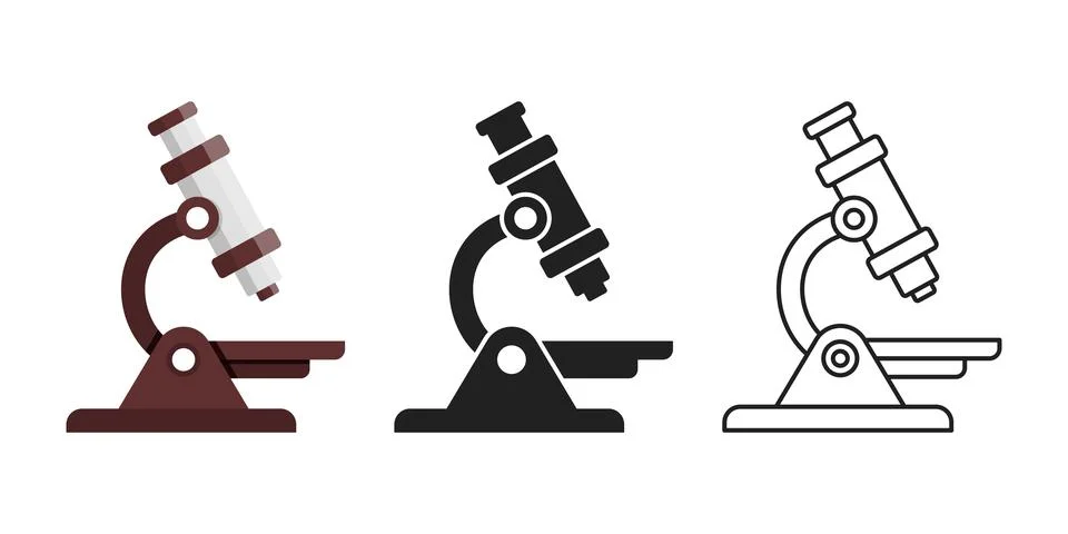 Microscope icon set collection in flat style. Laboratory analysis vector il.. Illustrazione stock