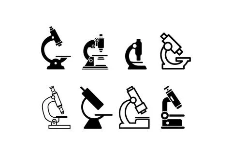 Microscope Icon Set for Science and Research. Vector illustration design. Stock Illustration