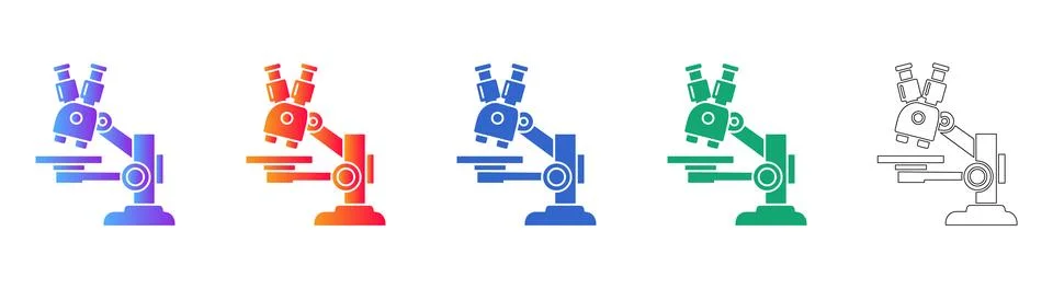 Microscope Icon Set in Various Styles Stock Illustration