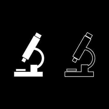 Microscope icon set white color illustration flat style simple image Stock Illustration