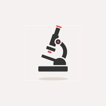 Microscope icon with shade on a beige background. Science and research Stock Illustration