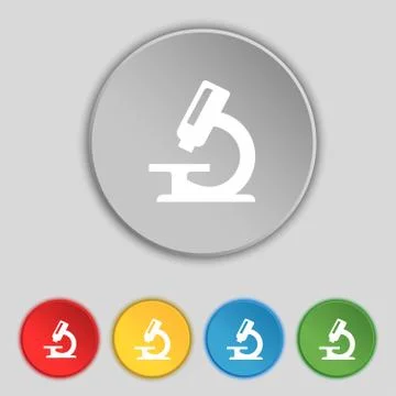 Microscope icon sign. Symbol on five flat buttons. Stock Illustration
