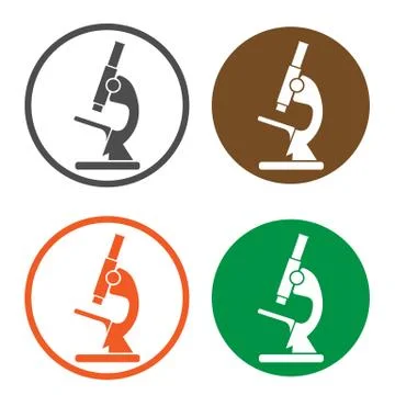 Microscope icon, silhouette. Vector illustration, flat design. Illustrazione stock