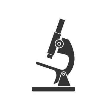Microscope icon, silhouette. Vector illustration, flat design. Stock Illustration