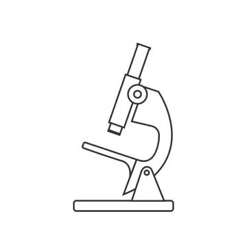 Microscope icon, silhouette. Vector illustration, flat design. Stock Illustration