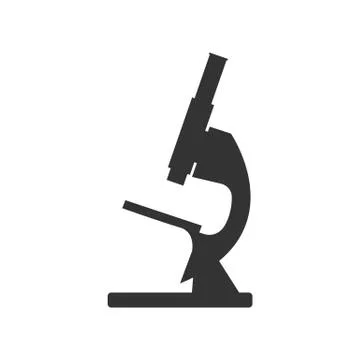 Microscope icon, silhouette. Vector illustration, flat design. Stock Illustration
