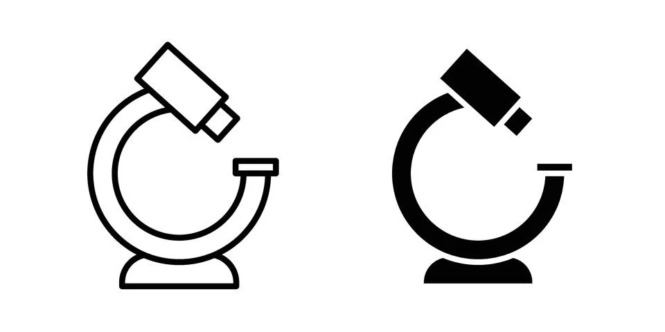 Microscope icon silhouette vector set. thin line pack Stock Illustration