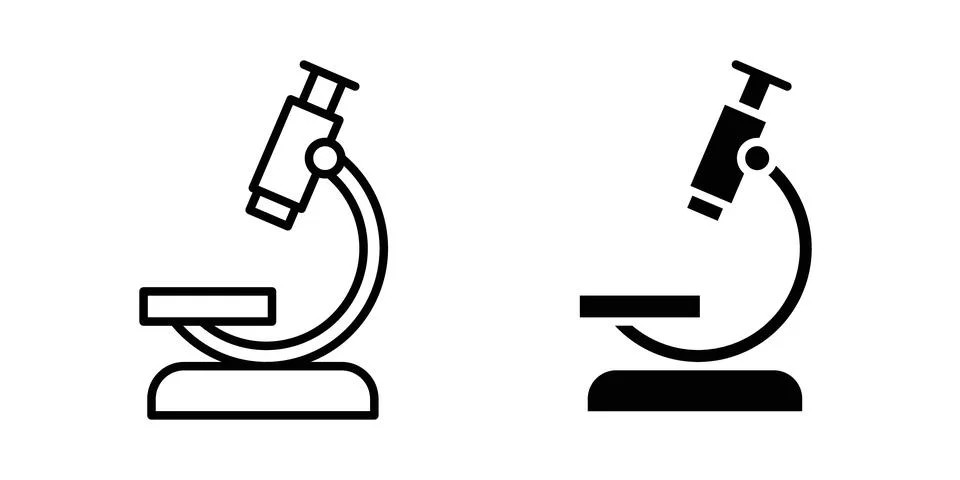 Microscope icon thin line and clipart style vector set Stock Illustration