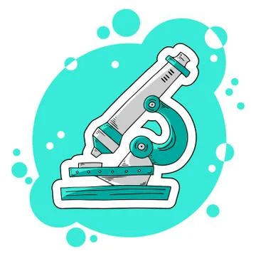 Microscope icon. Vector illustration of a microscope. Hand drawn microscope. Stock Illustration