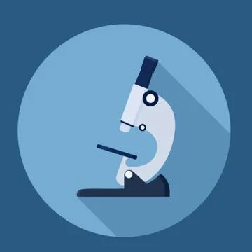 Microscope Icon.Flat circle icon with long shadow.Vector illustration Stock Illustration