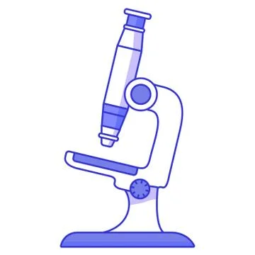 Microscope icon.Isolated flat line art blue vector. Stock Illustration