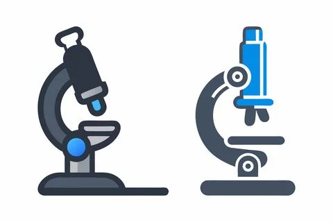 Microscope Icons: Science, Lab, Research, Biology, Medical, Technology, Vec.. Illustrazione stock