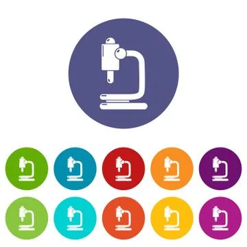 Microscope icons set vector color 库存插图