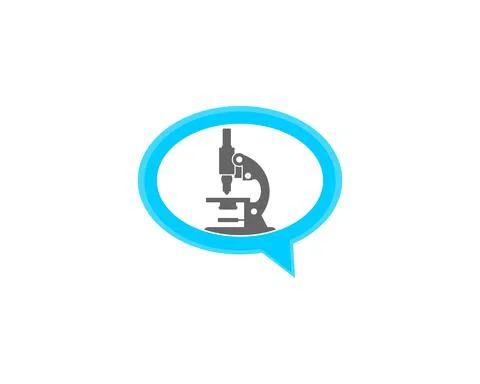 Microscope inside the bubble chat logo Stock Illustration