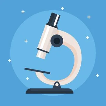 Microscope, instrument of laboratory on blue background 스톡 일러스트