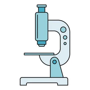 Microscope instrument in light blue flat line icon 스톡 일러스트