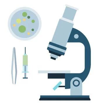 Microscope with instruments vector icon flat isolated Illustrazione stock