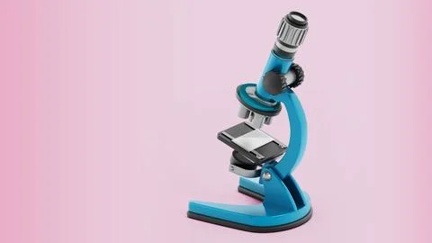 Microscope isolated on pink background. 3D illustration Stock Illustration