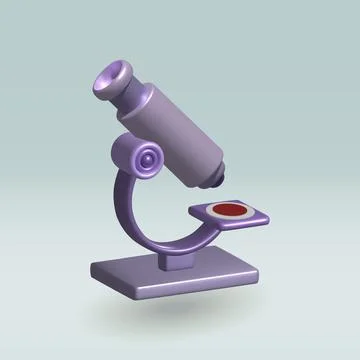 Microscope isolated vector 3d icon. soft lilac microscope 3d illustration. Stock Illustration