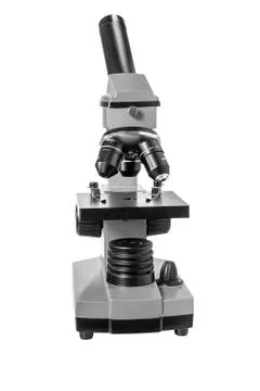 Microscope isolated on white background Stock Photos