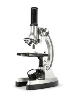 Microscope isolated on white background Stock Photos