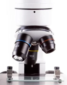 Microscope isolated on white Stock Photos