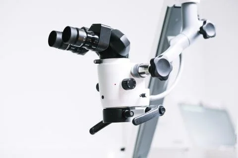 Microscope isolated on white 스톡 사진