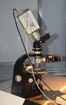 A microscope kept at a lab in NASA Center Stockfoto's