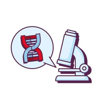 Microscope lab with dna molecule Stockillustratie
