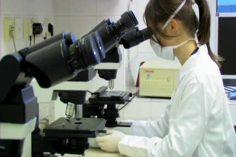 Microscope in lab Stock Footage 99014