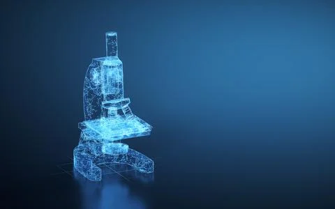 A microscope in the laboratory, 3d rendering. 스톡 일러스트