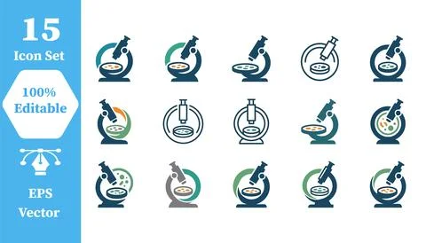 Microscope laboratory analysis and scientific research icons with microscope Stock Illustration