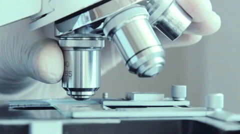 Microscope at laboratory. Close-up shot 스톡 동영상 51012903