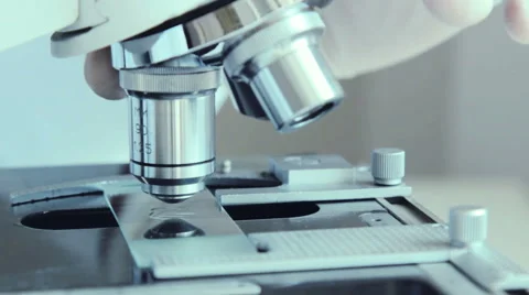 Microscope at laboratory. Close-up shot Stock Footage 51013309