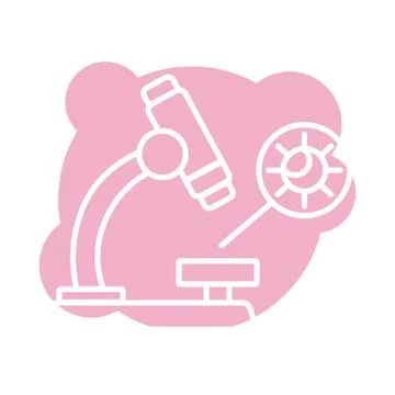 Microscope laboratory with covid19 particle block style Stock Illustration