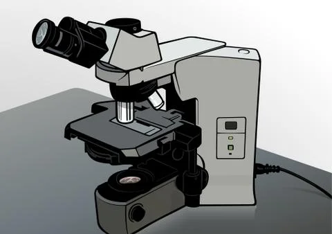 Microscope at Laboratory Desk Stock Illustration
