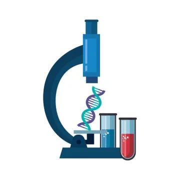 Microscope laboratory with dna and tubes test Stockillustratie