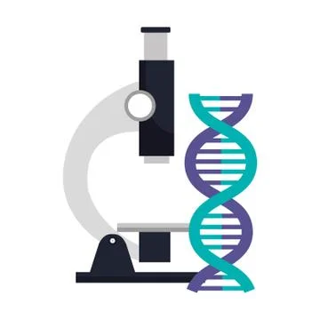 Microscope laboratory with dna structure Stockillustratie